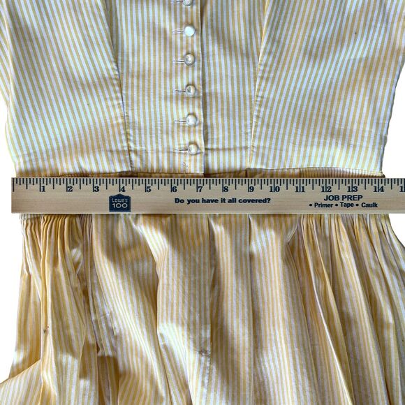 Kruger Dirndl Dress Size 40 US 12 Yellow Stripe Puff Sleeve Milkmaid Octoberfest - Picture 14 of 15